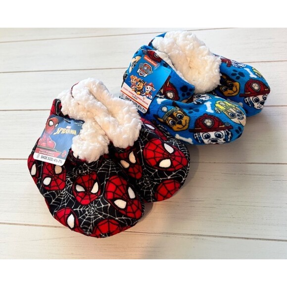 PAW PATROL SPIDERMAN SLIPPER SOCKS Kids 4.5-7.5 Boys Girls Slippers Winter S - Picture 5 of 12